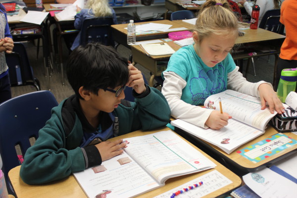 Students have a mix between independent learning, small group sessions, and whole class instruction.