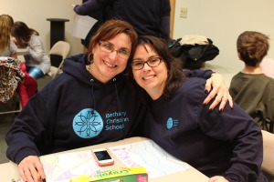Mrs. Smith and Mrs. Ingiosi share a smile at ServeDay Thursday.